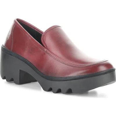 Fly London Block Heel Lug Loafer In Red