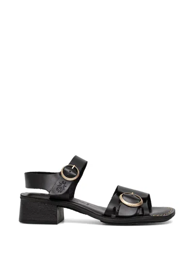 Fly London Buckle-fastening Block-heel Sandals In Black