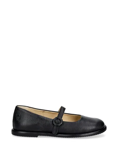 Fly London Buckle-fastening Leather Ballet Flats In Black