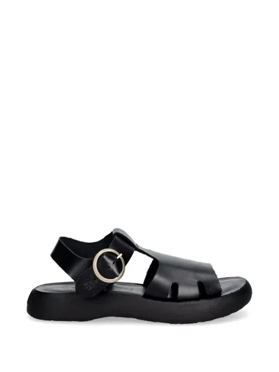Fly London Buckle-fastening Leather Sandals In Black