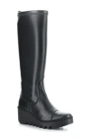 Fly London Budi Knee High Wedge Boot In Black