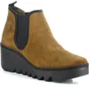Fly London Byne Wedge Chelsea Boot In 025 Tobacco Oil Suede