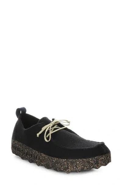 Fly London Chat Moc Toe Derby In Black Tweed/felt
