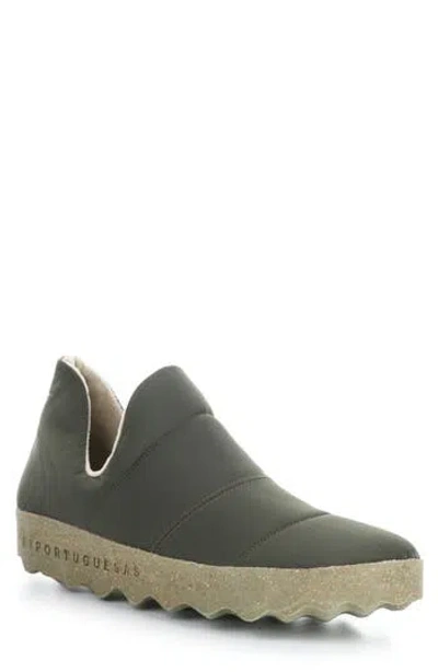 Fly London Crus Faux Fur Lined Slip-on Sneaker In 007 Military Green Nylon