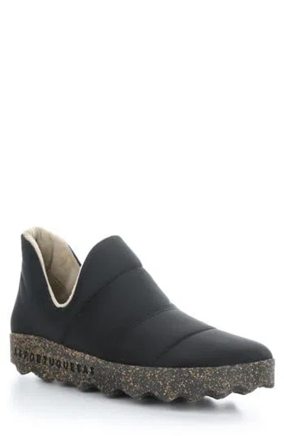 Fly London Crus Faux Fur Lined Slip-on Sneaker In Black Nylon