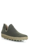 Fly London Crus Faux Fur Lined Slip-on Sneaker In Military Green Nylon