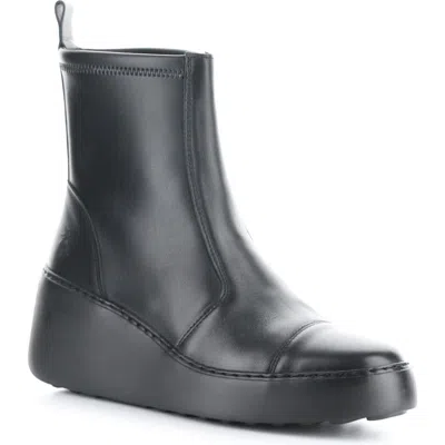 Fly London Daik Platform Wedge Bootie In Black Dublin/ Str