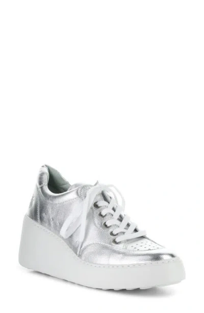 Fly London Derk Platform Wedge Sneaker In Silver