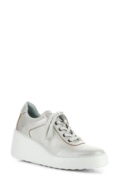 Fly London Dipo Wedge Sneaker In 005 Silver Dublin