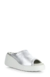 Fly London Doli Platform Wedge Slide Sandal In Silver Idra