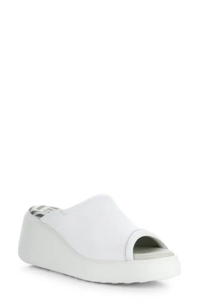 Fly London Doli Platform Wedge Slide Sandal In White Dublin