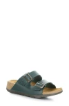 Fly London Double Buckle Slide Sandal In Petrol Bridle