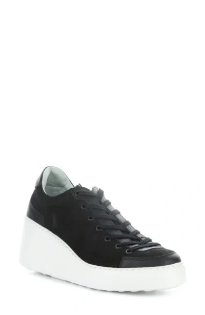 Fly London Dufy Platform Wedge Sneaker In Black