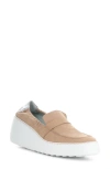 Fly London Duli Platform Wedge Loafer In Beige Pink/ Silver