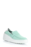 Fly London Duli Platform Wedge Loafer In Mint/ Silver