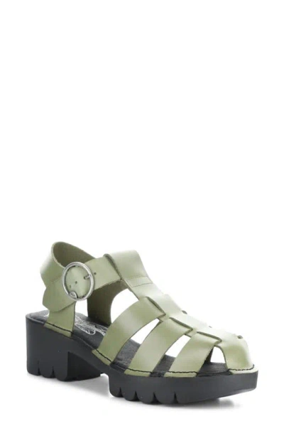 Fly London Emme Platform Fisherman Sandal In Light Green Bridle