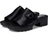 Fly London Eple519fly Sandals Women's Us 8-8.5 Black Leather Block Heel Khd526 In Black
