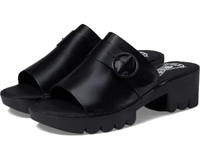 Fly London Eple519fly Sandals Women's Us 8-8.5 Black Leather Block Heel Khd526