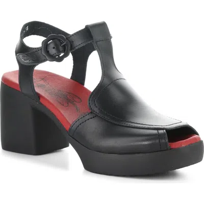 Fly London Flig Ankle Strap Platform Sandal In Black
