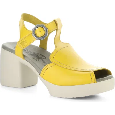 Fly London Flig Ankle Strap Platform Sandal In Yellow