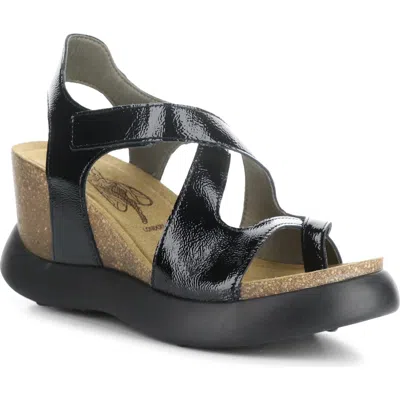 Fly London Gavi Ankle Strap Platform Wedge Sandal In Black