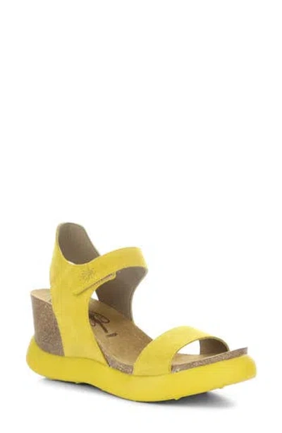 Fly London Gogo Platform Wedge Sandal In Yellow