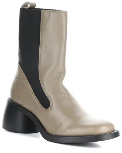 Fly London Howi Leather Boot In Beige