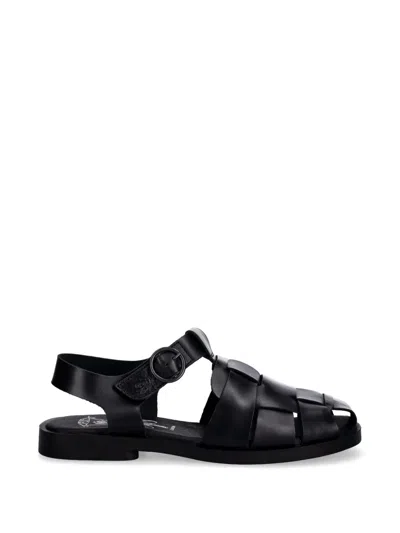 Fly London Interwoven Leather Sandals In Black