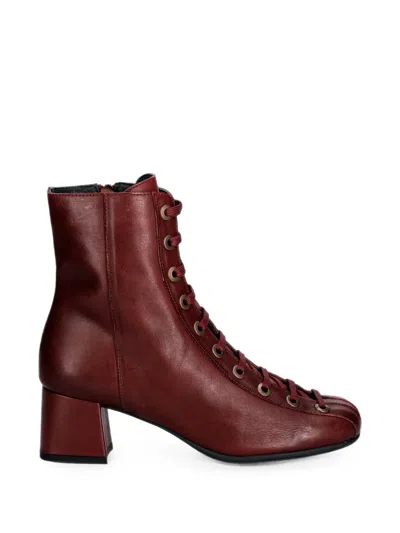 Fly London Lace-up Ankle Boots In Red
