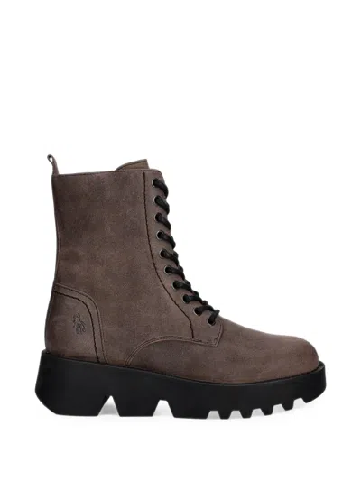 Fly London Lace-up Platform Boots In Brown