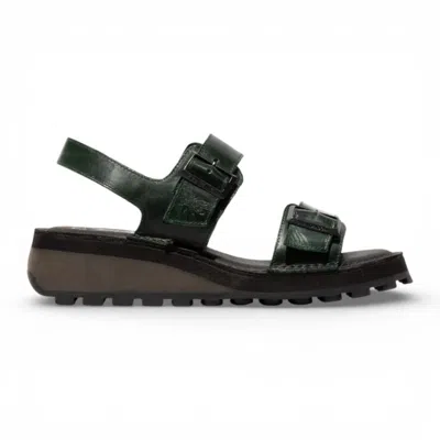 Fly London Leather Buckle Sandals Comfort Wedge Sandals In Black