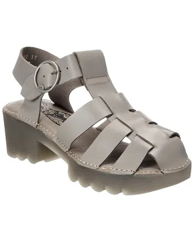 Fly London Leather Sandal In Gray