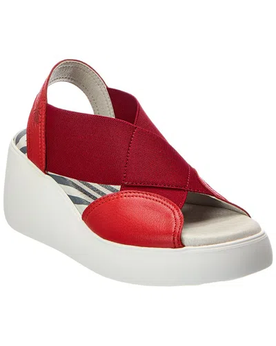 Fly London Leather Wedge Sandal In Red