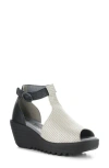 Fly London Lemo Ankle Strap Platform Wedge Sandal In Multi