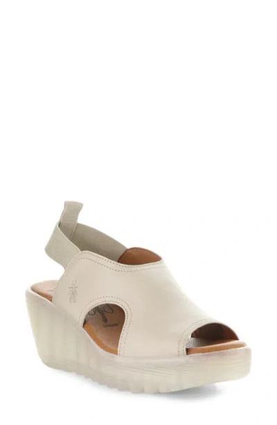 Fly London Liku Slingback Platform Wedge Sandal In Neutral