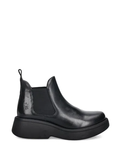 Fly London Logo-detail Chelsea Boots In Black
