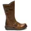 Fly London Mes2913 - Women's Wedge Heel Buckle Mid Calf Leather Boots