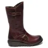 Fly London Mes2913 - Women's Wedge Heel Buckle Mid Calf Leather Boots