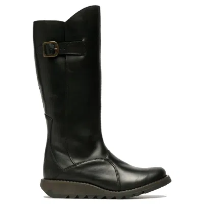 Fly London Mol2 - Women's Wedge Heel Knee High Leather Boots