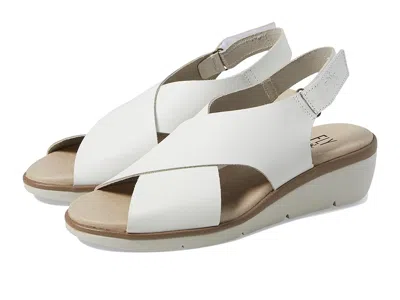 Fly London Nabi White Leather Sling Back Low Wedge Sandals