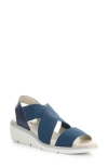 Fly London Noli Slingback Wedge Sandal In Ocean Mousse