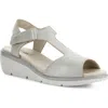 Fly London Nova Wedge Sandal In Silver Borgogna