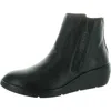 Fly London Nula 550 Womens Logo Leather Wedge Boots In Black