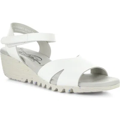 Fly London Olla Ankle Strap Wedge Sandal In White