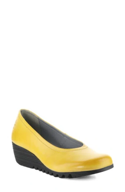 Fly London Opan Leather Wedge Pump In Gold