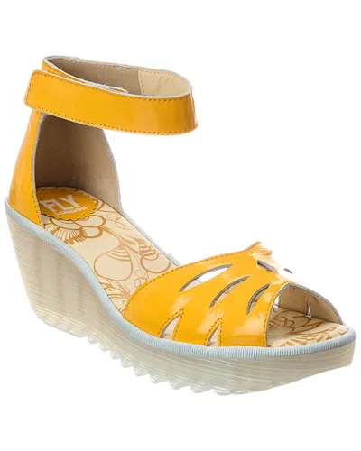 Fly London Patent Wedge Sandal In Animal Print