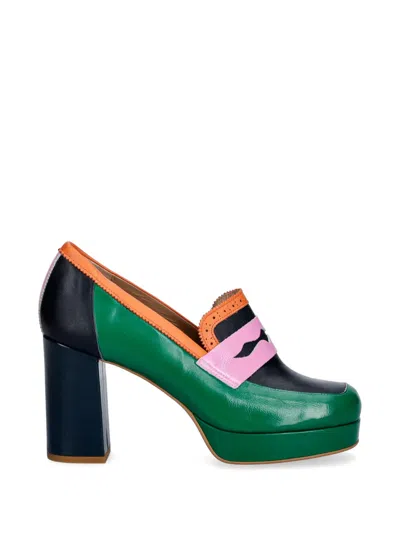 Fly London Platform Leather Pumps In Green