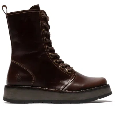 Fly London Rami043fly - Women's Wedge Heel Lace Up Leather Ankle Boots