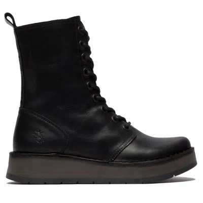 Fly London Rami043fly - Women's Wedge Heel Lace Up Leather Ankle Boots