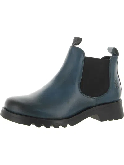Fly London Rika Womens Round Toe Ankle Chelsea Boots In Blue